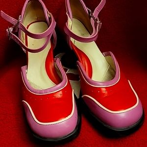 Fluevog QTee 11 red mauve and pink colors of love perfect for you